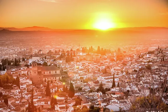 Framed Print : Vibrant red and orange sunset over the Albaicin, UNESCO, Granada, Andalucia, Spain Framed Print : Vibrant red and orange sunset over the Albaicin, UNESCO, Granada, Andalucia, Spain