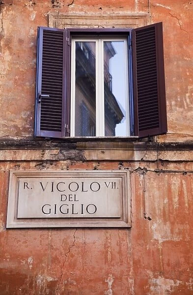 Vicolo Del Giglio street sign, Rome, Lazio, Italy, Europe