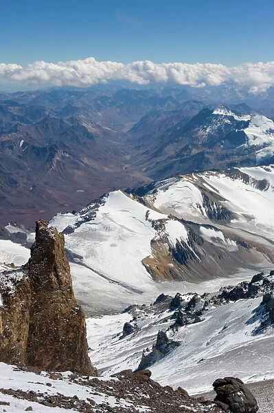 View from Aconcagua 6962m, highest peak in South America, Aconcagua Provincial Park