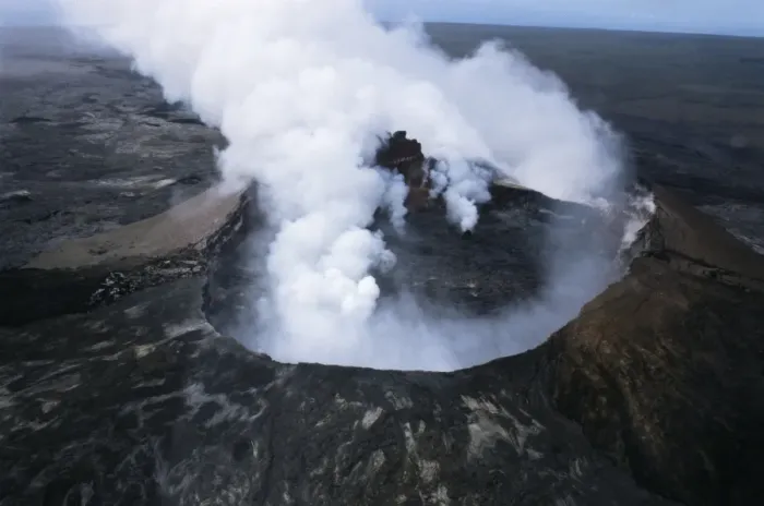 Framed Print : View of active volcano from helicopter Framed Print : View of active volcano from helicopter