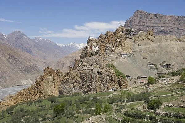 View from afar of Dhankar monastery