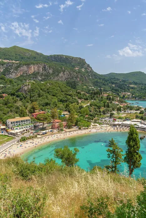 Framed Print : View of Agios Spiridon Beach from Monastery of Paleokastritsa in Palaiokastritsa, Corfu, Ionian Sea, Greek Islands, Greece, Europe Framed Print : View of Agios Spiridon Beach from Monastery of Paleokastritsa in Palaiokastritsa, Corfu, Ionian Sea, Greek Islands, Greece, Europe