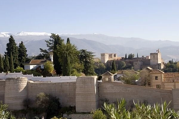 View from the Albaicin across the Arab walls of the