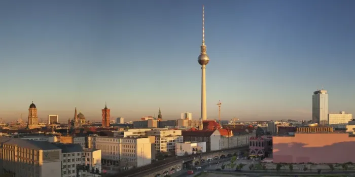 Framed Print : View over Alexanderstrasse to TV Tower, Rotes Rathaus (Red Town Hall), Hotel Park Inn Framed Print : View over Alexanderstrasse to TV Tower, Rotes Rathaus (Red Town Hall), Hotel Park Inn