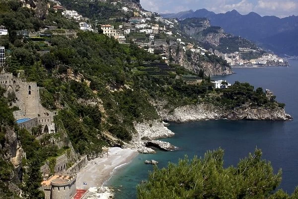 View of the Amalfi Coast around Amalfi, UNESCO World Heritage Site, Campania