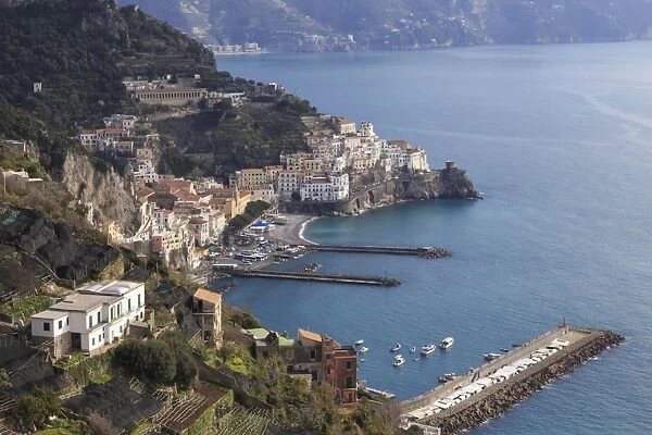 View of Amalfi, from Pastena, Costiera Amalfitana (Amalfi Coast), UNESCO World Heritage Site