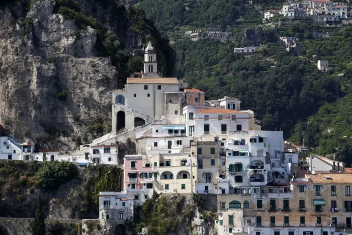 Framed Print : View of Amalfi from the sea, Costiera Amalfitana, UNESCO World Heritage Site, Campania, Italy, Europe Framed Print : View of Amalfi from the sea, Costiera Amalfitana, UNESCO World Heritage Site, Campania, Italy, Europe