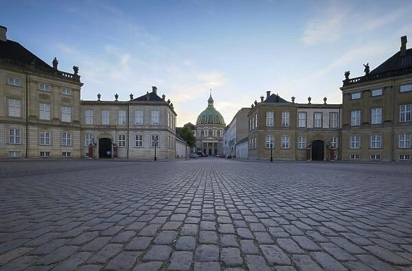 View of Amalienborg Palace towards Marble Church from Palace Square, Copenhagen, Denmark