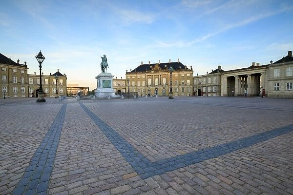View of Amalienborg Palace towards the statue of Frederick V, from Palace Square