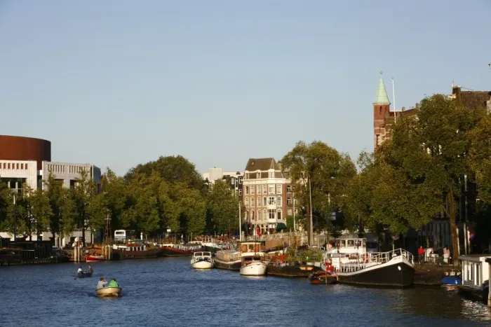 Framed Print : View over Amstel canal, Amsterdam, Holland, Europe Framed Print : View over Amstel canal, Amsterdam, Holland, Europe
