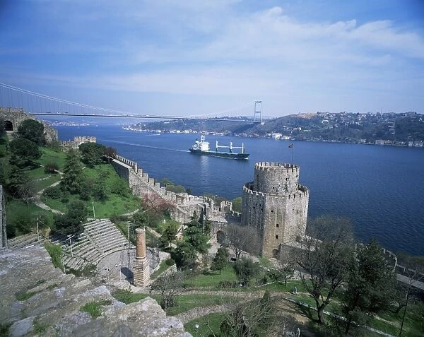 View of Anadolu Kavagi castle and Galata bridge