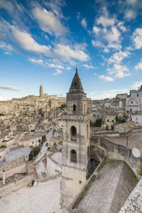 Framed Print : View of the ancient town and historical center called Sassi, perched on rocks on top of hill Framed Print : View of the ancient town and historical center called Sassi, perched on rocks on top of hill