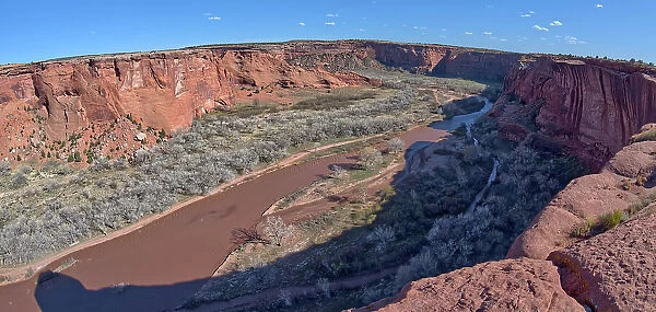View of Antelope Point, on the left, in Canyon De Chelly from just west of Tseyi Overlook, Arizona, United States of America, North America