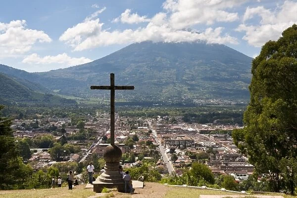 View of Antigua from Cross on the Hill Park, UNESCO World Heritage Site, Guatemala, Central America