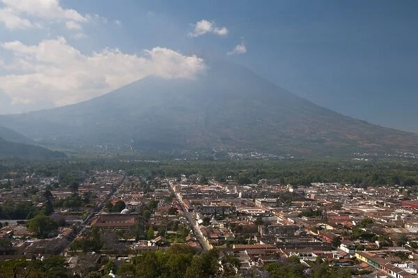View of Antigua and Volcan de Agua, Guatemala, Central America