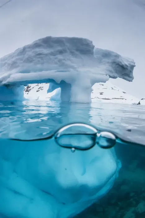 Framed Print : Above and below view of an arch formed in an iceberg at Cuverville Island, Ererra Channel Framed Print : Above and below view of an arch formed in an iceberg at Cuverville Island, Ererra Channel