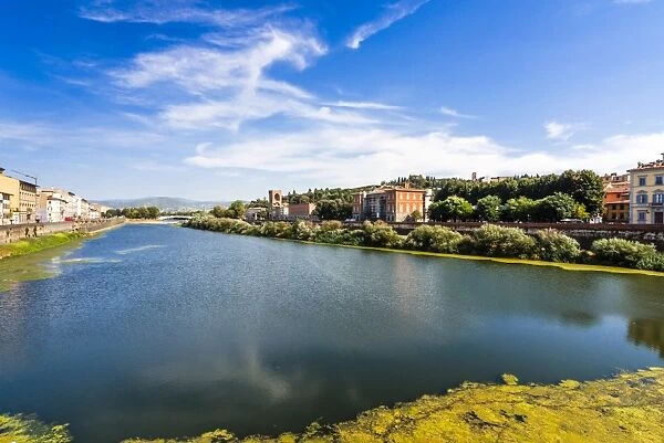 View of Arno River from Ponte alla Carraia, Florence, Tuscany, Italy, Europe