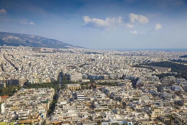 View of Athens from Lykavittos Hill, Athens, Greece, Europe