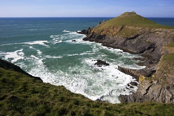 View of Atlantic surf at Rumps Point, Pentire Headland, North Cornwall