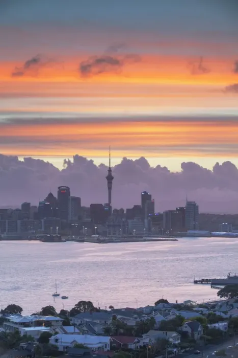Framed Print : View of Auckland and Devonport at sunset, Auckland, North Island, New Zealand, Pacific Framed Print : View of Auckland and Devonport at sunset, Auckland, North Island, New Zealand, Pacific