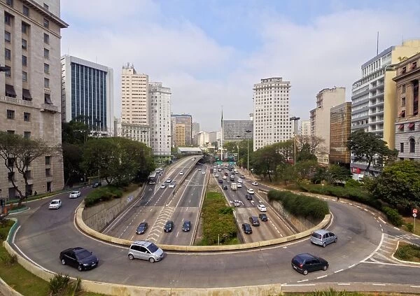 View of Avenida 23 de Maio from Viaduto do Cha, City of Sao Paulo, State of Sao Paulo