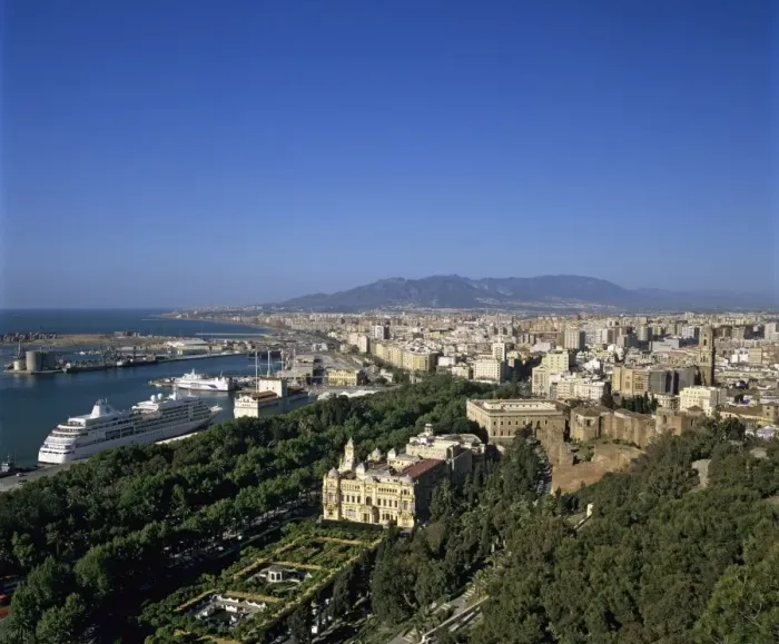 Framed Print : View over Ayuntamiento and city from Castillo de Gibralfaro, Malaga, Andalucia, Spain, Mediterranean, Europe Framed Print : View over Ayuntamiento and city from Castillo de Gibralfaro, Malaga, Andalucia, Spain, Mediterranean, Europe