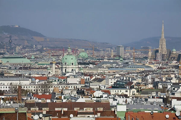 View from the top of the Bahnorama Tower, Vienna, Austria, Europe