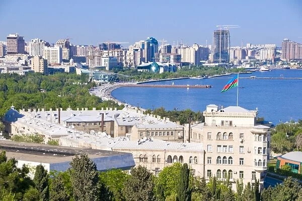 View over Baku Bay, Baku, Azerbaijan, Central Asia, Asia