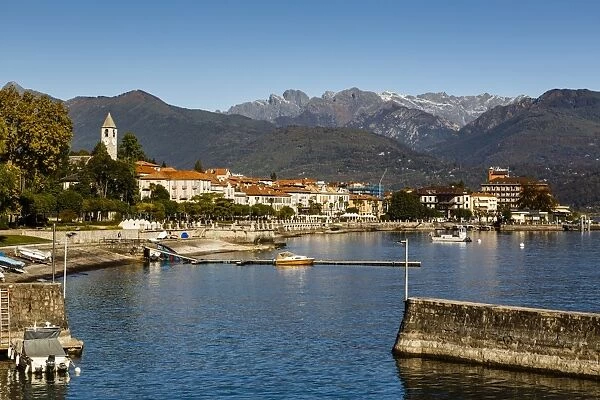 View over Baveno town, Lake Maggiore, Italian Lakes, Piedmont, Italy, Europe