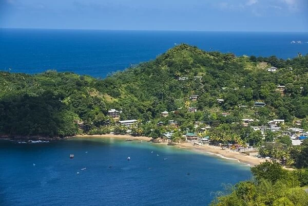 View over the bay of Castara, Tobago, Trinidad and Tobago, West Indies, Caribbean, Central America