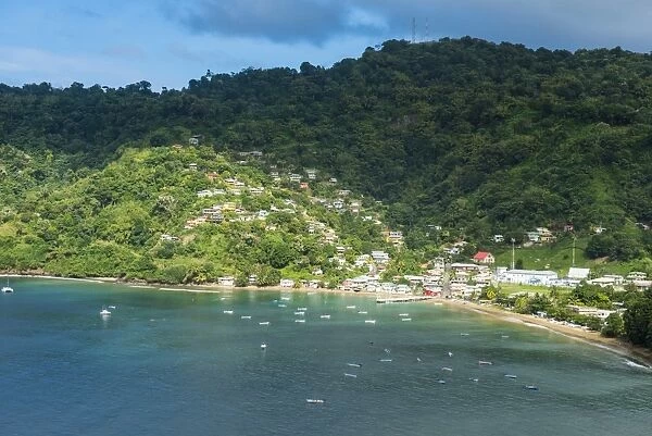 View over the bay of Charlotteville, Tobago, Trinidad and Tobago, West Indies, Caribbean, Central America
