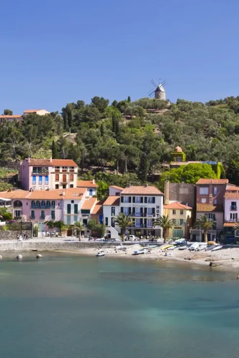 Framed Print : A view of the beach at Collioure in Languedoc-Roussilon, France, Europe Framed Print : A view of the beach at Collioure in Languedoc-Roussilon, France, Europe