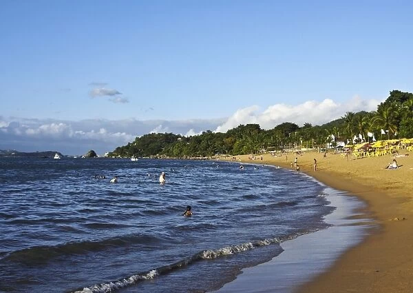 View of the beach in Praia Grande, Ilhabela Island, State of Sao Paulo, Brazil, South