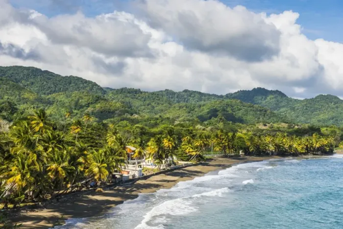 Framed Print : View over the beach of Roxborough, Tobago, Trinidad and Tobago, West Indies, Caribbean, Central America Framed Print : View over the beach of Roxborough, Tobago, Trinidad and Tobago, West Indies, Caribbean, Central America
