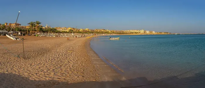 Framed Print : View of beach in Sahl Hasheesh Old Town, Sahl Hasheesh, Hurghada, Red Sea Governorate, Egypt, North Africa, Africa