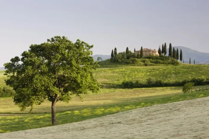 Framed Print : View of Belvedere from Val d Orcia, San Quirico d Orcia, near Pienza