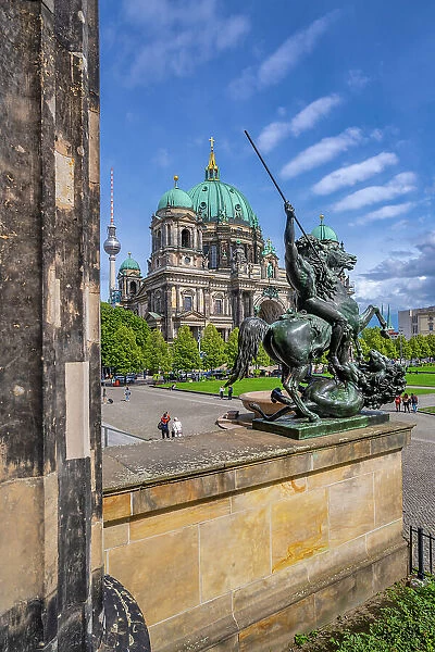 View of Berlin Cathedral from Altes Museum, UNESCO World Heritage Site, Museum Island, Mitte, Berlin, Germany, Europe