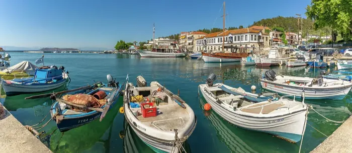 Framed Print : View of boats and harbour in Thassos Town, Thassos, Aegean Sea, Greek Islands, Greece, Europe Framed Print : View of boats and harbour in Thassos Town, Thassos, Aegean Sea, Greek Islands, Greece, Europe