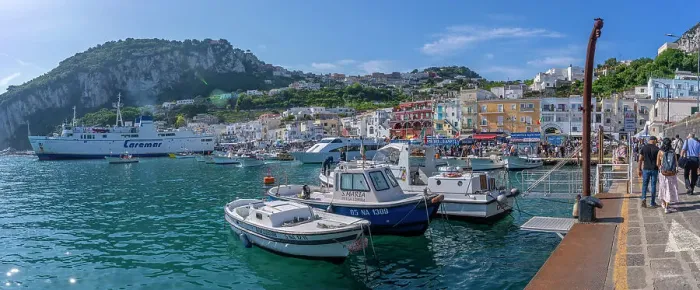 Framed Print : View of boats in Marina Grande overlooked by Capri Town in the background, Isle of Capri, Bay of Naples, Campania, Italy, Mediterranean, Europe Framed Print : View of boats in Marina Grande overlooked by Capri Town in the background, Isle of Capri, Bay of Naples, Campania, Italy, Mediterranean, Europe