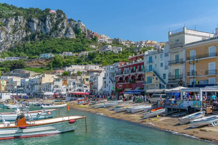 Framed Print : View of boats in Marina Grande overlooked by Capri Town in the background, Isle of Capri, Bay of Naples, Campania, Italy, Mediterranean, Europe Framed Print : View of boats in Marina Grande overlooked by Capri Town in the background, Isle of Capri, Bay of Naples, Campania, Italy, Mediterranean, Europe