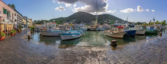 Framed Print : View of boats and restaurants in Porto d'Ischia (Port of Ischia), Island of Ischia, Campania, Italy, Europe Framed Print : View of boats and restaurants in Porto d'Ischia (Port of Ischia), Island of Ischia, Campania, Italy, Europe