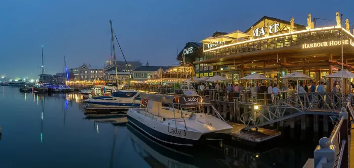 Framed Print : View of boats and restaurants in the Waterfront at dusk, Cape Town, Western Cape, South Africa, Africa Framed Print : View of boats and restaurants in the Waterfront at dusk, Cape Town, Western Cape, South Africa, Africa