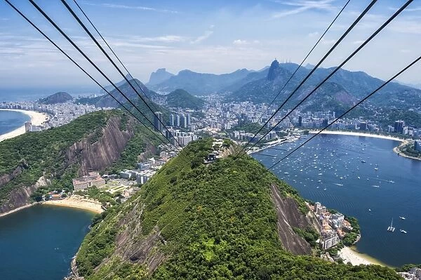 View over Botafogo and the Corcovado from the Sugar Loaf Mountain, Rio de Janeiro, Brazil, South America