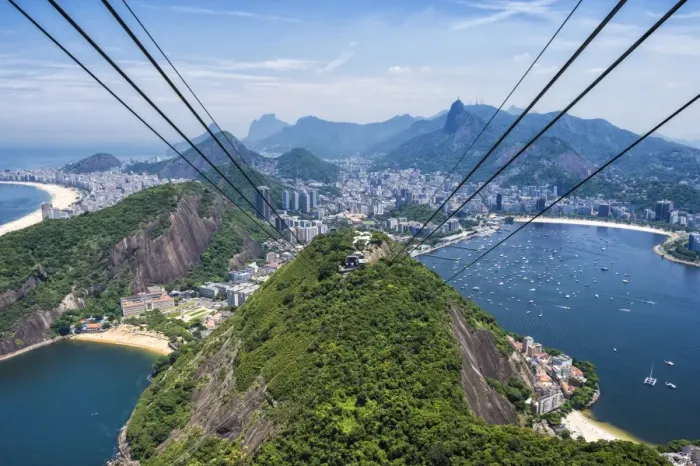 Framed Print : View over Botafogo and the Corcovado from the Sugar Loaf Mountain, Rio de Janeiro, Brazil, South America
