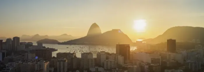 Framed Print : View over Botafogo towards the Sugarloaf Mountain at sunrise, Rio de Janeiro, Brazil Framed Print : View over Botafogo towards the Sugarloaf Mountain at sunrise, Rio de Janeiro, Brazil