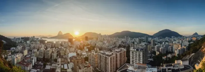 Framed Print : View over Botafogo towards the Sugarloaf Mountain at sunrise, Rio de Janeiro, Brazil Framed Print : View over Botafogo towards the Sugarloaf Mountain at sunrise, Rio de Janeiro, Brazil