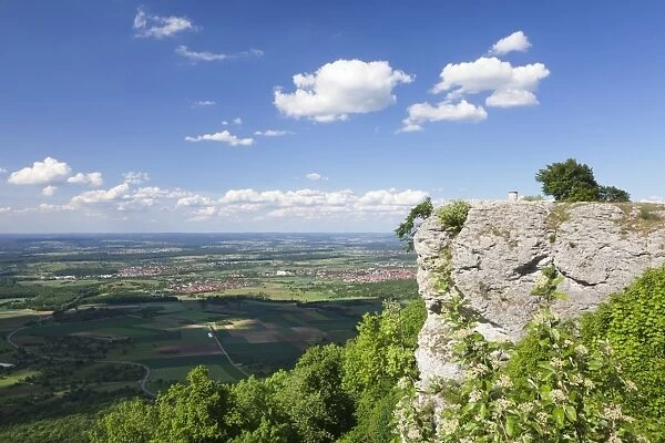 View from Breitenstein Rock, Kirchheim Teck, Swabian Alb, Baden Wurttemberg, Germany, Europe
