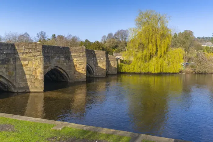 Framed Print : View of bridge over River Wye, Bakewell, Peak District National Park, Derbyshire, England Framed Print : View of bridge over River Wye, Bakewell, Peak District National Park, Derbyshire, England