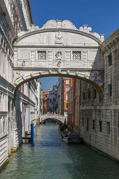 View of Bridge of Sighs from Riva Degli Schiavoni, Venice, UNESCO World Heritage Site