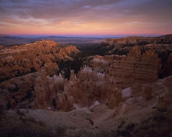 View of Bryce Canyon National Park at sunset